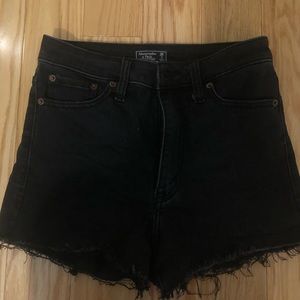 Black High Rise Cutoff Abercrombie & Fitch Denim shorts